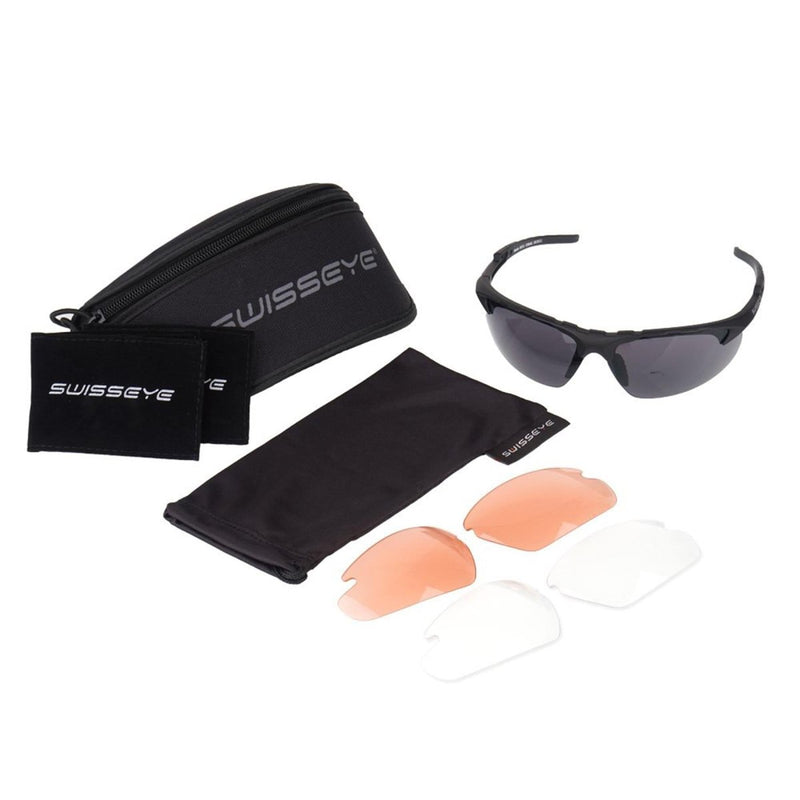 SWISS EYE Shooting protector glasses tactical adjustable temples 3 color lenses microfiber bag, case included